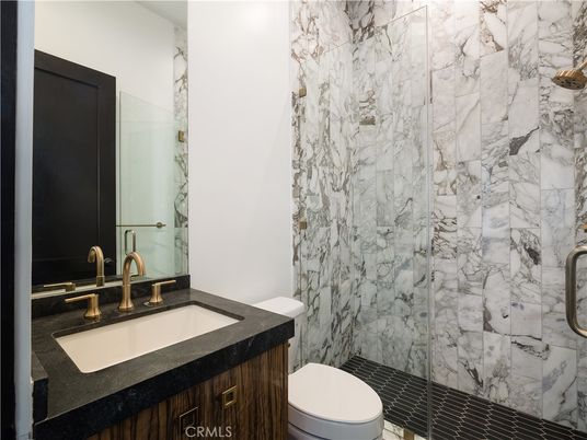 Bathroom, Glass Shower, Interior, Marble Walls