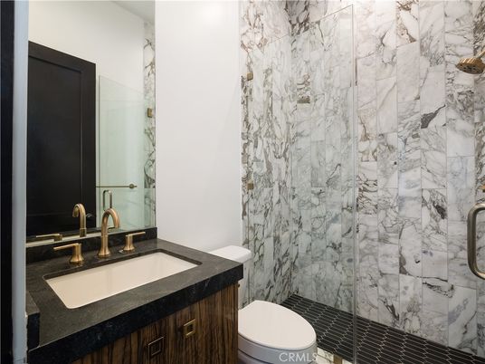 Bathroom, Glass Shower, Interior, Marble Walls