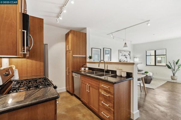 Interior, Kitchen, Pendant Lights, Stainless Steel Appliances, Wood Texture Flooring