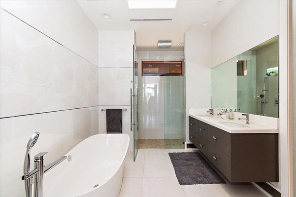 Bathroom, Dual Sink Vanities, Free Standing Baths, Glass Shower, Interior, Recessed Lighting