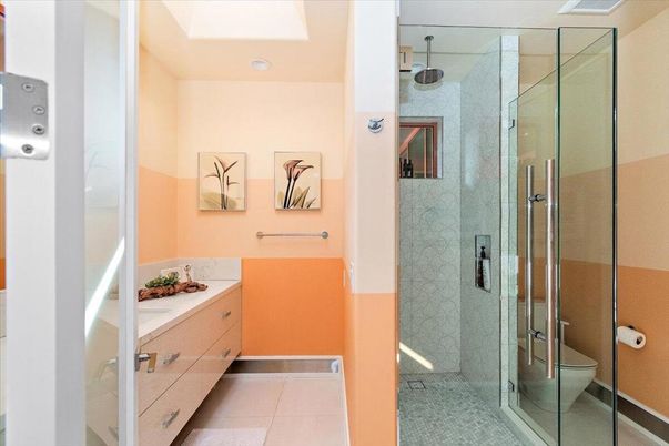 Bathroom, Glass Shower, Interior, Recessed Lighting