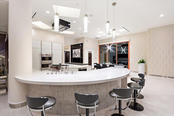 Billiard Table, Interior, Kitchen, Pendant Lights, Recessed Lighting, Stainless Steel Appliances