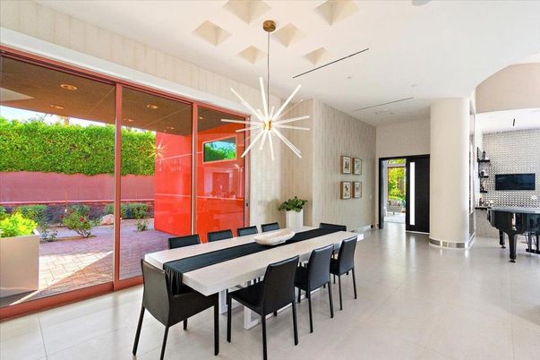 Dining room, Interior, Pendant Lights, Piano, Recessed Lighting