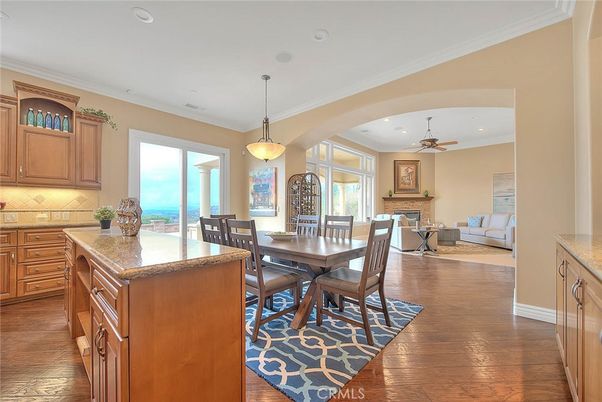 Dining room, Interior, Living room, Pendant Lights, Recessed Lighting, Wood Texture Flooring