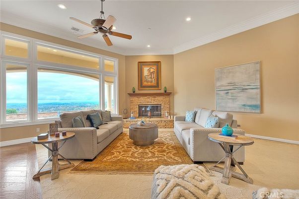 Fireplace, Interior, Living room, Recessed Lighting, Water, Wood Texture Flooring