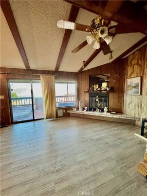 Empty room, Fireplace, Interior, Wooden Beams, Wood Texture Flooring, Wooden Walls