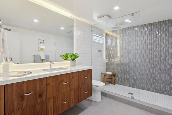 Bathroom, Dual Sink Vanities, Glass Shower, Interior, Recessed Lighting