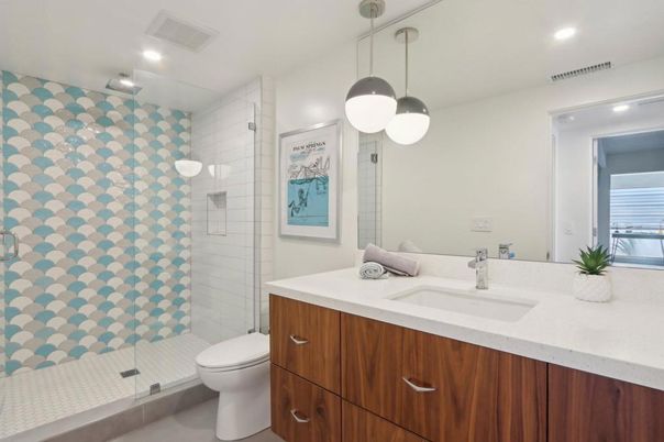 Bathroom, Glass Shower, Interior, Pendant Lights, Recessed Lighting