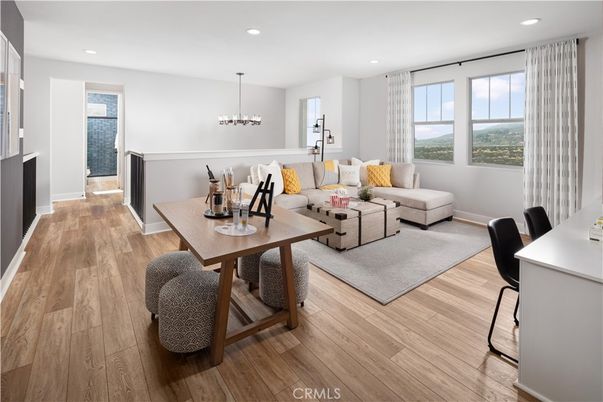 Chandelier, Dining room, Interior, Living room, Recessed Lighting, Wood Texture Flooring
