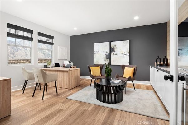 Home Office, Interior, Recessed Lighting, Wood Texture Flooring
