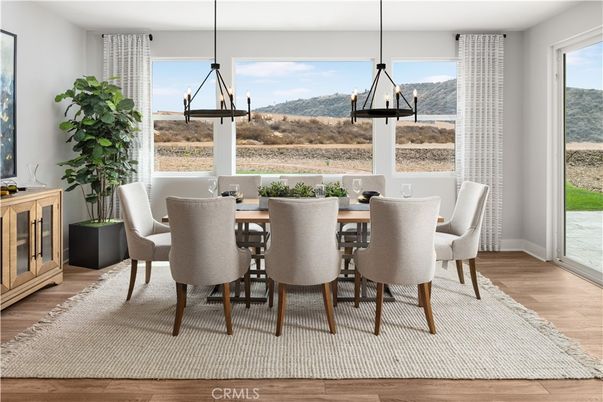 Chandelier, Dining room, Interior, Pendant Lights, Wood Texture Flooring