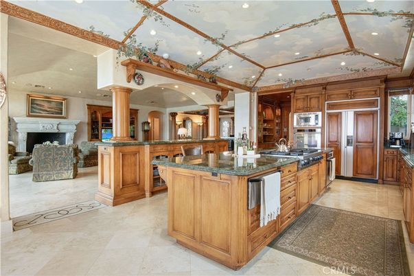 Fireplace, Glass Ceilings, Interior, Kitchen, Recessed Lighting