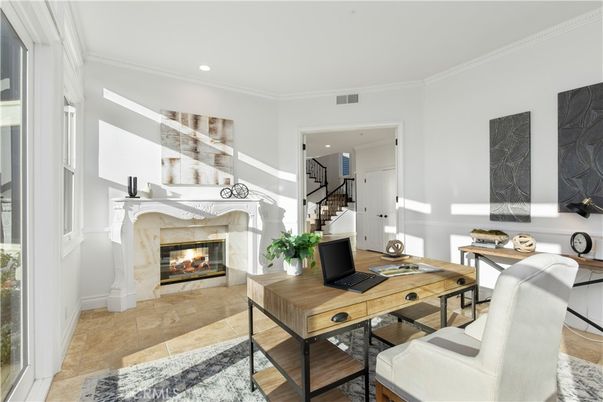 Fireplace, Home Office, Interior, Recessed Lighting