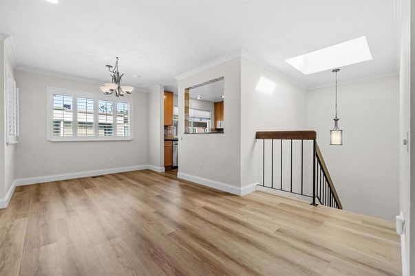 Empty room, Interior, Pendant Lights, Recessed Lighting, Wood Texture Flooring