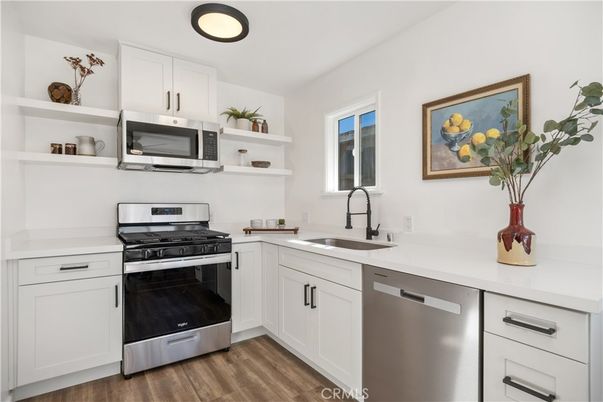 Interior, Kitchen, Stainless Steel Appliances, Wood Texture Flooring