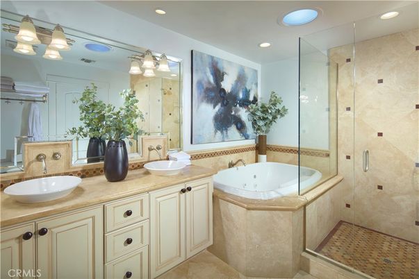 Bathroom, Dual Sink Vanities, Glass Shower, Interior, Recessed Lighting