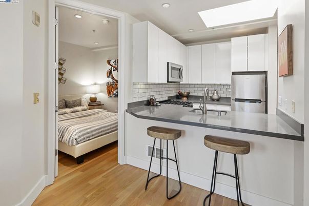 Bedroom, Interior, Kitchen, Recessed Lighting, Wood Texture Flooring