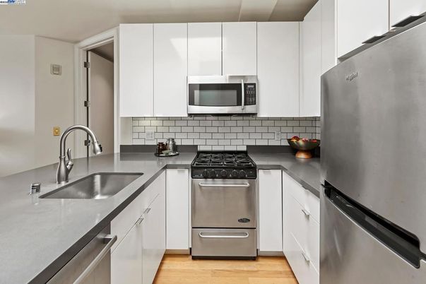 Interior, Kitchen, Stainless Steel Appliances, Wood Texture Flooring