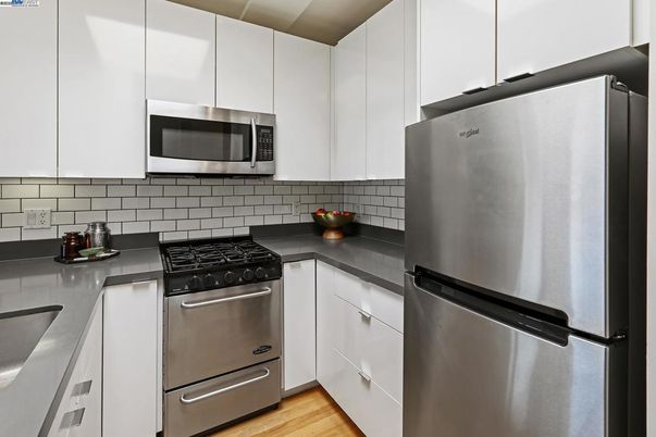 Interior, Kitchen, Stainless Steel Appliances, Wood Texture Flooring