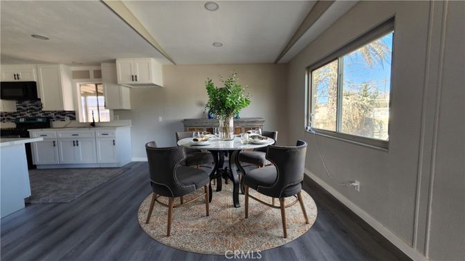 Dining room, Interior, Kitchen, Recessed Lighting, Wood Texture Flooring