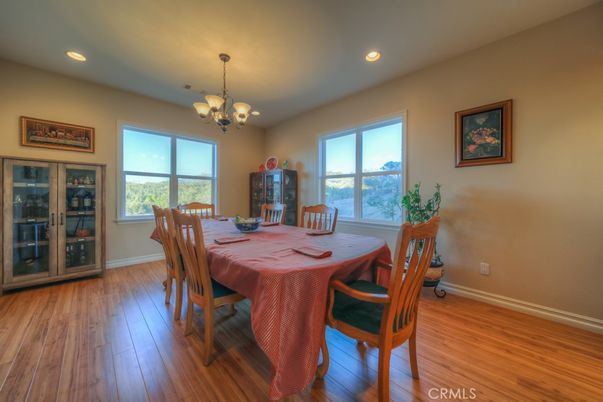 Chandelier, Dining room, Interior, Recessed Lighting, Wood Texture Flooring