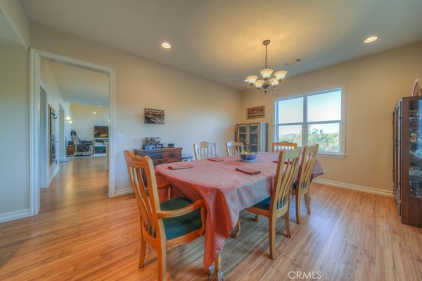 Chandelier, Dining room, Interior, Recessed Lighting, Wood Texture Flooring