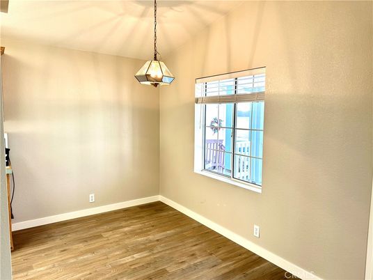 Empty room, Interior, Pendant Lights, Wood Texture Flooring