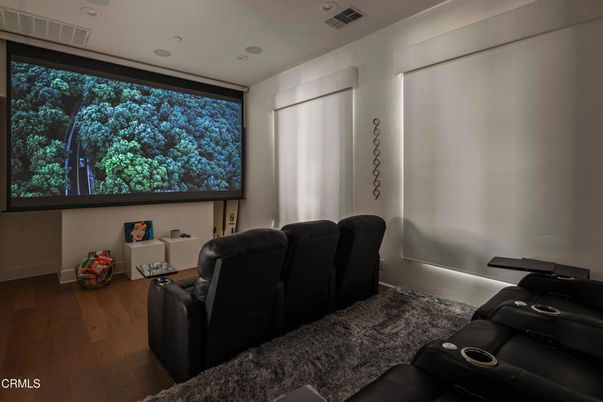 Home Theatre Room, Interior, Recessed Lighting, Theatre Room, Wood Texture Flooring