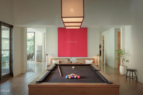 Billiard Table, Game Room, Interior, Wood Texture Flooring