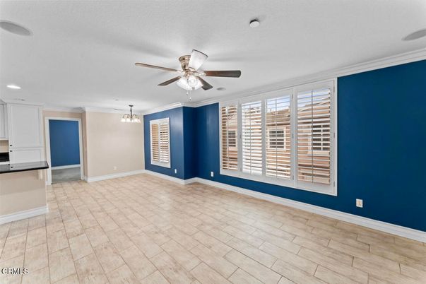 Empty room, Interior, Pendant Lights, Recessed Lighting, Wood Texture Flooring