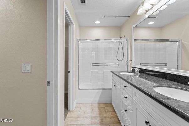 Bathroom, Dual Sink Vanities, Glass Shower, Interior, Recessed Lighting