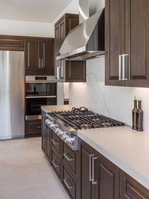 Interior, Kitchen, Marble Walls, Stainless Steel Appliances