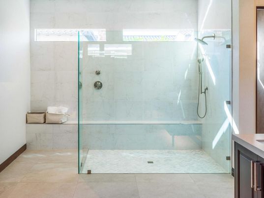 Bathroom, Glass Shower, Interior, Marble Walls