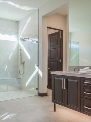 Bathroom, Glass Shower, Interior, Marble Walls