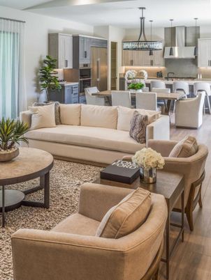Dining room, Interior, Kitchen, Living room, Pendant Lights, Stainless Steel Appliances, Wood Texture Flooring