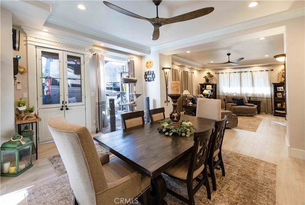 Dining room, Interior, Living room, Recessed Lighting, Wood Texture Flooring