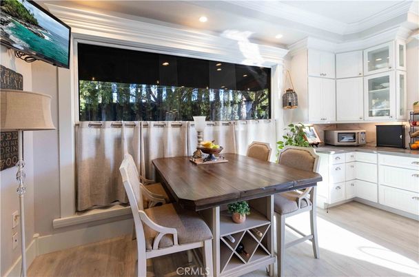 Dining room, Interior, Recessed Lighting, Wood Texture Flooring