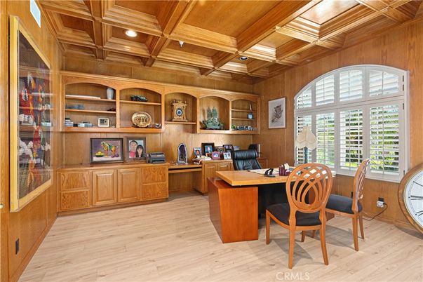 Home Office, Interior, Recessed Lighting, Wooden Beams, Wooden Ceilings, Wood Texture Flooring, Wooden Walls