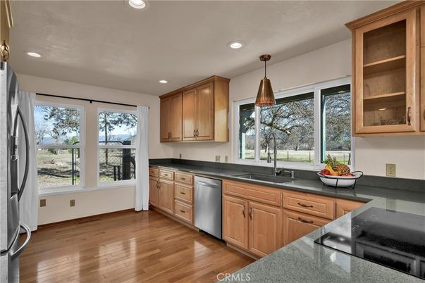 Interior, Kitchen, Pendant Lights, Recessed Lighting, Wood Texture Flooring