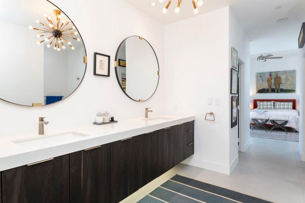 Bathroom, Bedroom, Dual Sink Vanities, Interior, Pendant Lights