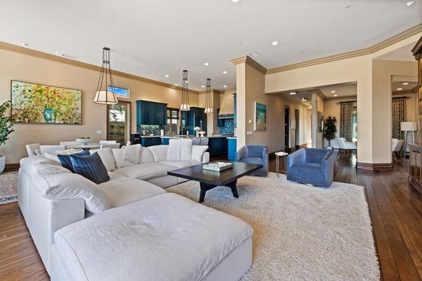 Dining room, Interior, Kitchen, Living room, Pendant Lights, Recessed Lighting, Wood Texture Flooring