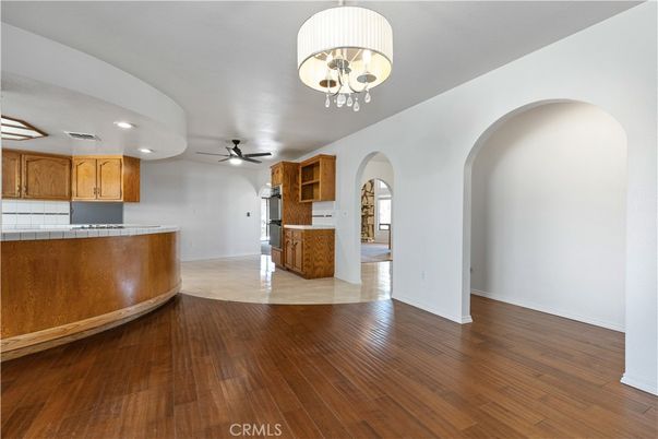 Interior, Kitchen, Recessed Lighting, Wood Texture Flooring