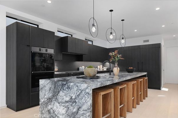Interior, Kitchen, Pendant Lights, Recessed Lighting, Wood Texture Flooring
