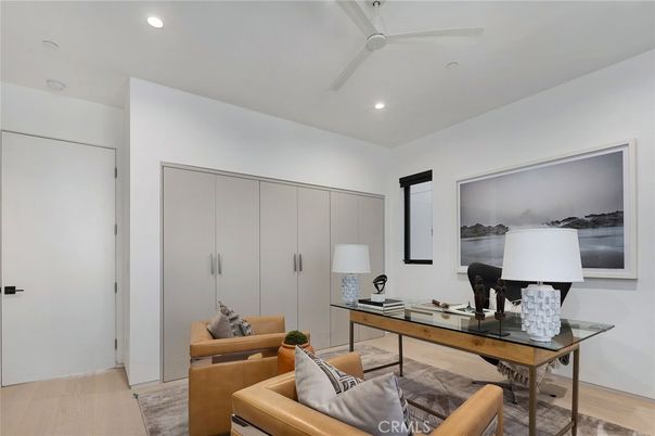 Home Office, Interior, Recessed Lighting, Wood Texture Flooring