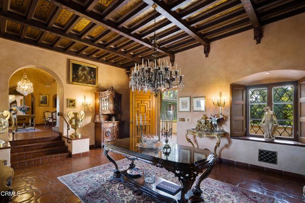 Chandelier, Dining room, Interior, Wooden Beams
