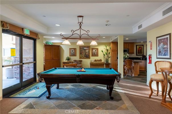 Billiard Table, Chandelier, Game Room, Interior, Recessed Lighting