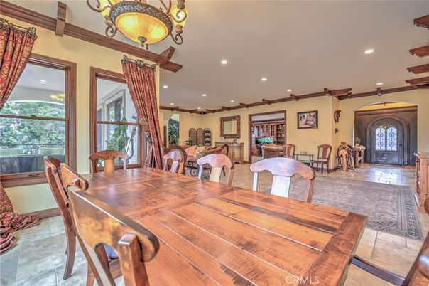 Dining room, Fireplace, Interior, Recessed Lighting
