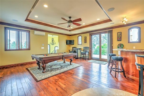 Billiard Table, Game Room, Interior, Recessed Lighting, Wood Texture Flooring