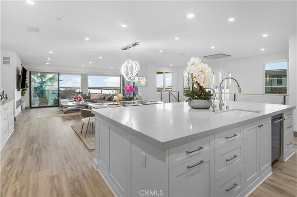 Dining room, Interior, Kitchen, Living room, Pendant Lights, Recessed Lighting, Stainless Steel Appliances, Wood Texture Flooring