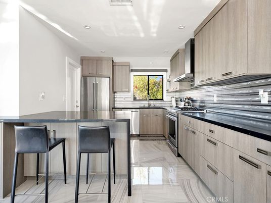 Interior, Kitchen, Marble, Recessed Lighting, Stainless Steel Appliances